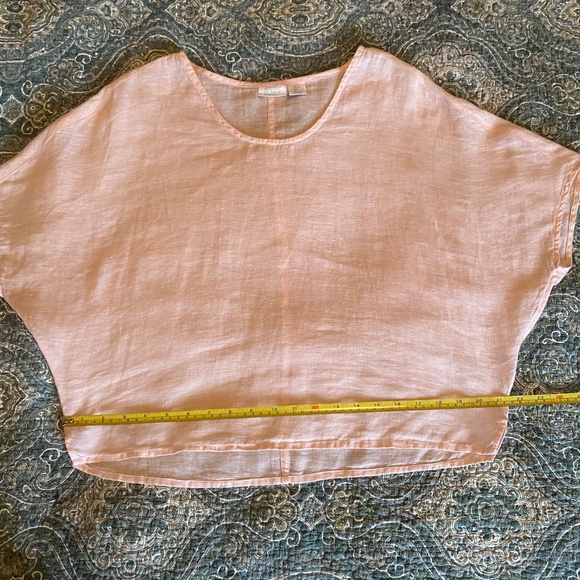 Sigrid Olsen Pale Pink Linen Batwing Sleeve Top, Size Large - Picture 6 of 9